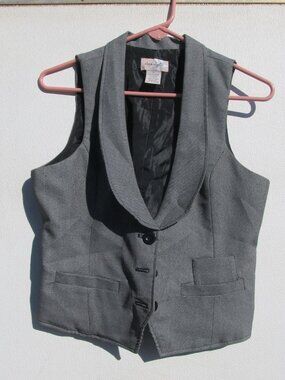 Star Style Ladies size large Vest black and white small checkered pattern career